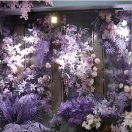 Purple theme Wedding decoration plastic Decorative flowers scene layout simulation Hydrangea wall Wreaths