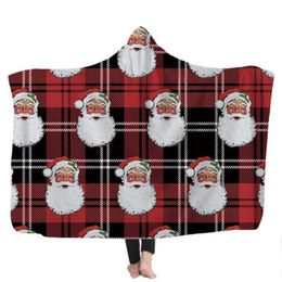 Hooded Blanket Christmas Kids Throw Blankets Wearable Fleece Blanket Bedding Supplies Christmas Gift Leopard Plaid 19 Designs 10pcs DW6105