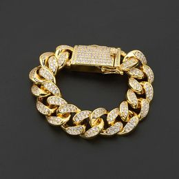 20mm Iced Out Big Miami Cuban Link Bracelet Tennis Hip hop Gold Silver Men Women Jewellery