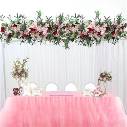 1M wedding decor luxury Road cited artificial flore rose peony hydrangea mix DIY arched door Flower Row T station Christmas wall