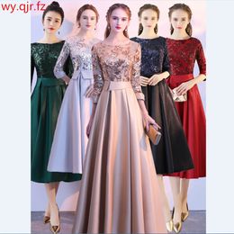 #Evening Dress Long Round collar Invisible Zipper Wedding Party Graduation Valentine's Day dresses wholesale LJ201123