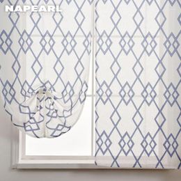 Curtain & Drapes NAPEARL Tie Up Roman Curtains For Kitchen Balloon Window Shade Blinds Soft Tulle Custom Made Textured Weave Panel1