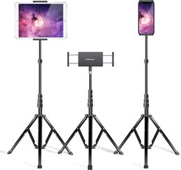 Metal iPad Tripod Stand, Height Adjustable Floor Tablet Stand Holder, Phone Tripod Mount for iPhone iPad Air Mini Pro 11, Camera Galaxy Tab