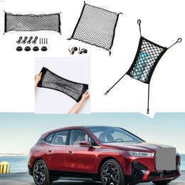 For BMW iX Model Auto Car Black Rear Trunk Cargo Baggage Organiser Storage Nylon Plain Vertical Seat Net