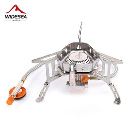 Widesea Camping Wind Proof Gas Outdoor Strong Fire Stove Heater Tourism Equipment Supplies Tourist Kitchen Survival Trips 211224