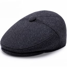 HT1851 Men Caps Hats Autumn Winter Hats with Ear Flap Vintage Newsboy Ivy Flat Caps Wool Blend Berets Men Casual Warm Beret Caps Y200110