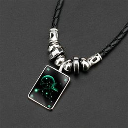 Glow In the Dark 12 constell Necklace Horoscope Sign pendant Necklaces fashion jewelry women mens will and sandy