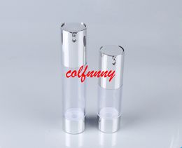 100pcs/lot Fast Shipping 15ml 30ml 50ml airless bottle with uv silver vacuum pump or lotion used for Cosmetic Container