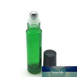 3pcs 10ml Green Glass Bottle Roll On Empty Fragrance Perfume Essential Oil Bottle 10cc Roll-On Black Plastic Cap Bottle