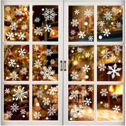 Wandaufkleber 36pcs / lot Weiße Schneeflocke Weihnachtsdekorationen für Hausglas Fenster Aufkleber Jahr Navidad 2022 Noel