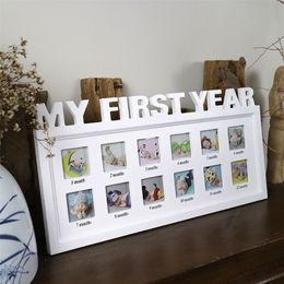 Creative DIY 0-12 Month Baby "MY FIRST YEAR" Pictures Souvenirs Commemorate Kids Growing Memory Gift Display Plastic Photo Frame 201211