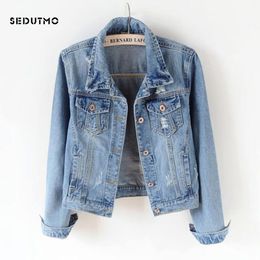 SEDUTMO Plus Size 5XL Denim Jacket Women Boyfriend Jean Coat Streetwear Harajuku Vintage Autumn Basic Outerwear ED198 201106