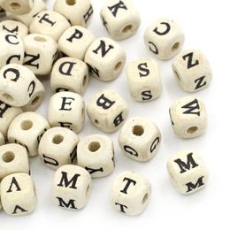 DoreenBeads 200/300PCs Handmade Wooden Beads Natural Alphabet/ Letter Cube Wood Beads DIY For Jewellery Making Accessories 10x10mm Y200730
