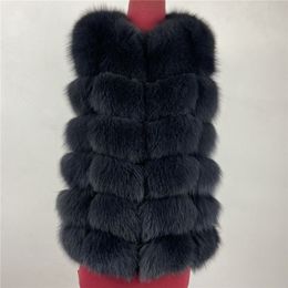 real Fox Fur Vest short jacket height woman winter warm Natural sleeveless 201103