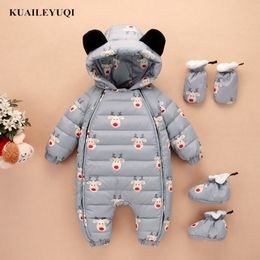 2020 For RU Winter White Duck Down Baby Rompers Baby Snowsuit Infant Boy Girl Cartoon One-piece Outfit Children's Down Clothing LJ201007