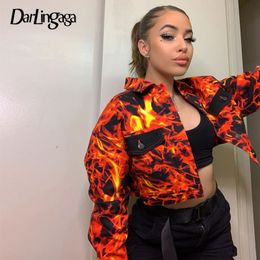 Darlingaga Streetwear Flame Printed Autumn Jacket Coat Women Festival Fire Fashion Bomber Jacket Winter Outwear Basic Jackes New T200111