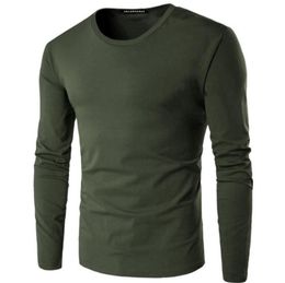 -Venta de alta calidad Marca de moda Hombres Camiseta de algodón ropa casual Color sólido Manga larga Slim Fit T Shirt KG-352