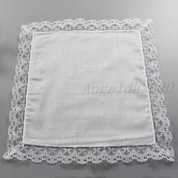 25cm White Lace Thin Handkerchief 100 Cotton Towel Woman Wedding Gift Party Decoration Cloth Napkin DIY Plain Blank Handkerchief4773239
