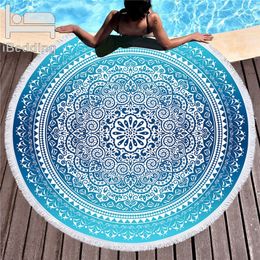 Mandala Tapestry Round Large 150cm Soft Beach Towel For Adults Wall Hanging Microfiber Bath Towel With Tassel Throw Yoga Mat 201217