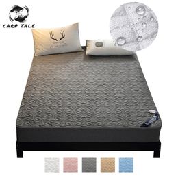 Solid color Waterproof Bed Sheet For Mattress Pad & Topper With Band Bed Protector Waterproof Mattress Protector Pad Cover 201218