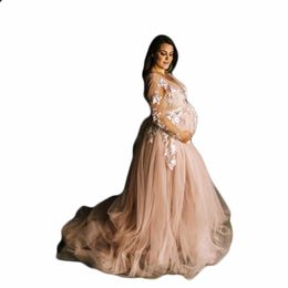 Pregnant Women Robe Mother of the Bride Dresses Sexy Nightgown Long Sleeves Lace Tulle Ladies Mesh Bathrobe Custom Made
