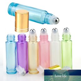 100pcs 10ml Pearl Colourful Roll Thick Glass Bottle Refillable Empty Essential Oil Perfume Bottles Portable Travel Roller Vial