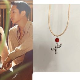925 Silber Schneeglöckchen gleich Jung Hae In Taube koreanische Drama Halskette 2022 neue glückliche Schlüsselbeinkette für Männer Frauen Geschenk