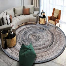 Modern Annual Ring Pattern Round Carpet Chair Floor Mat Soft Carpets For Living Room Anti-slip Rug Bedroom Decor Carpet 201212