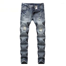 Men's Jeans Ripped Men Denim Trousers Brand Classical Large Size Fashion Destroyed Retro Design Slim Fit Type Cotton1