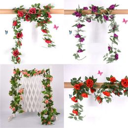 2.2M Artificial Flower Vine Plastic Rose Leaf Wedding Decor Real Touch Flowers Hanging Garland Home Furnishing Flower Rattan New 6 5sw G2