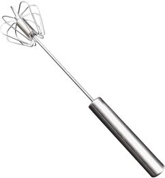 10 Inch Kitchen Tools Hand Push Egg Whisk,Stainless Steel Easy Whisk for Eggs,Milk and Other Liquids,Semi-Automatic Way Save Much Energy,Silver Egg Tool