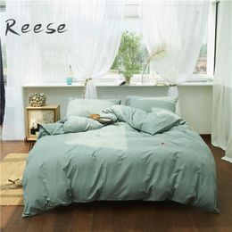 Classic Cotton Bedding Set Fancy Embroidery Preshrink Home Textile Comforter Cover Flat / Fitted Sheet King Queen Twin Full Size T200706