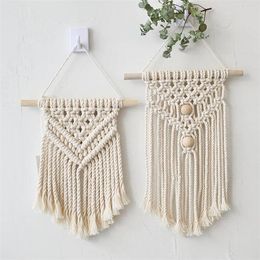 Nordic Macrame Wall Hanging Hand-woven Cotton Small Wall Tapestry Children's Room Headboard Photo Props Boho Decor