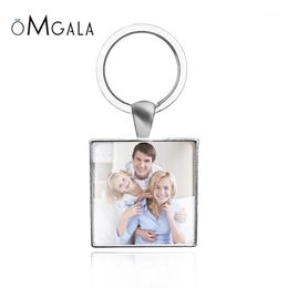 Keychains OMGALA Personalized Calendar Keychain Custom Your Family Put Baby Po Square Gift For Lover Friends Glass Cabochon1