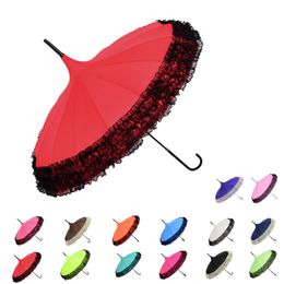Rainbow Umbrella Long Handle Fashion Straight Windproof Colourful Pongee Umbrellas 14 Colour Women Men Sunny RainyUmbrella LLS547-WLL