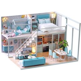 CUTEBEE DIY Dollhouse Wooden doll Houses Miniature Doll House Furniture Kit Casa Music Led Toys for Children Birthday Gift L28 LJ200909