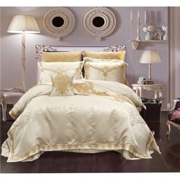 Luxury Wedding Bedding set 10Pcs Queen King size Bed sheet Bed spread Satin Cotton Duvet coverset Pillowcase juego de cama 201119