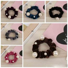 Women Designer Headbands Pearl Scrunchies Hairbands Velvet Hair Tie Ropes Stretchy Ponytail Holder Girls Hair Accessories 10 Colours