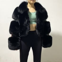 rf2064 Woman's Real Fox Fur Coat with Genuine Leather Turn Down Collar Purple Fox Fur Jacket 201212