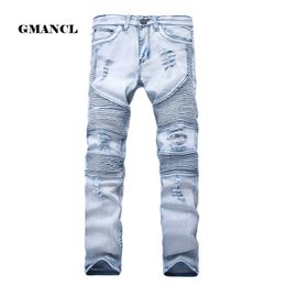 Mens Skinny Jean Distressed Slim Elastic Jeans Denim Biker Jeans Hip hop Pants Washed Ripped Jeans plus size 28-42,YA558 201117