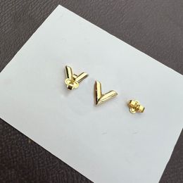 Stud 2022 design Wholesale small letter stud Earring 18k Gold V studs Earrings Women men Wedding Party Jewellery J230717