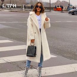 LTPH 2020 Winter new arrival Fashion Casual simple Solid Colour Real Fur coat women thick lamb hair long Sleeve Cashmere Jacket