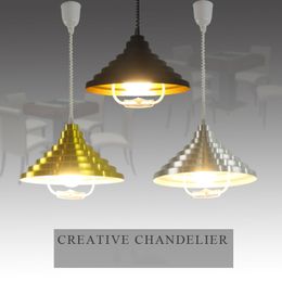 Modern fashion special telescopic lifting chandelier lights Aluminium creative pagoda black silver gold three-color dining pendant lamps