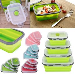 Folding Silicone Collapsible Portable Lunch Box 350/500/800/1200ML Microwave Oven Bowl Folding Food Storage Container Picnic Box