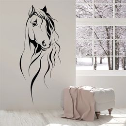 Beautiful Horse Head Wall Decal Pet Animal Art Decor Office Vinyl Stickers For Living Room Chinese Style Decoration W372 220217