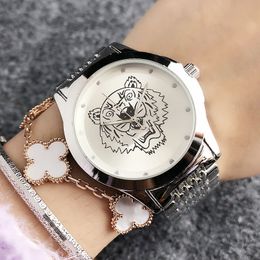 Popular Wrist Watch Tiger Style Watches Brand Women Girl Steel Band Quartz With Luxury Full Logo Clock KEN02