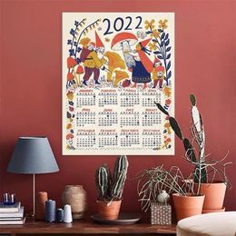 Cutelife Nordic Calendar Fabric Tapestry Macrame Bedroom Cute Art Wall Dorm Living Room Home Decoration 220301