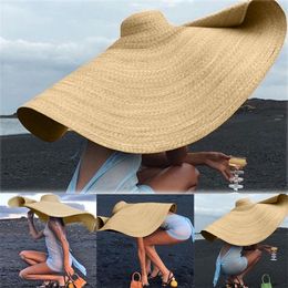 Women Straw Cap Cover Oversized Sunshade Beach Hat Fashion Large Wide Brim Sun Hat Beach Anti-UV Sun Protection Foldable Cap Hat Y200714