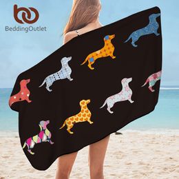 BeddingOutlet Dachshund Bath Towel Bathroom Puppy Microfiber Beach Towel for Adult Colourful Dog Beach Mat Cartoon toalla 75x150 210318