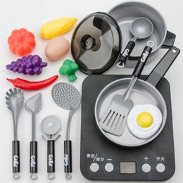 Children's Kitchen Sound and Light Toy Set Large Cooking Simulation Mini Food Kitchenware Cookware Kitchen Toy Gifts for Girls LJ201007